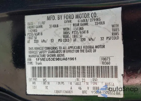 2010 Ford Explorer Sport Trac Limited из США, поврежденный, VIN 1FMEU2D82AUA44304